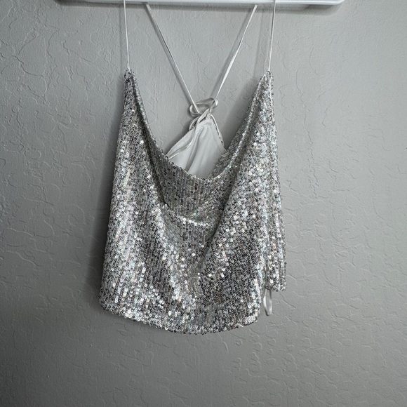 Walter Baker Silver Sequin Cynthia Crop Top size XS - Picture 9 of 9